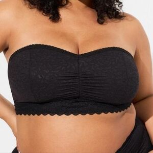 Torrid Black Lace Unlined 4-Way Stretch Lace Bandeau w Detachable Straps 4X